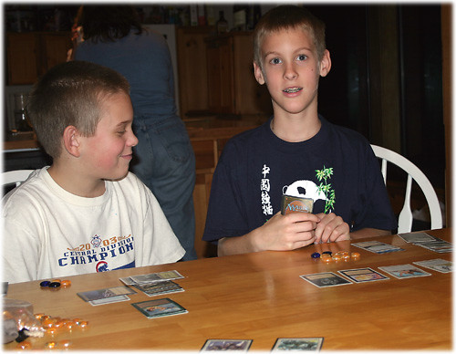 Matthew and Jacob Playing Magic