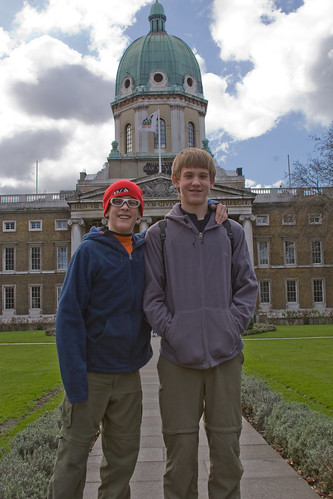 Jacob and Matthew in front of Imperial War Museum