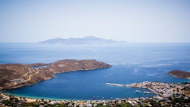 View of Livadi Harbour from Serifos Chora