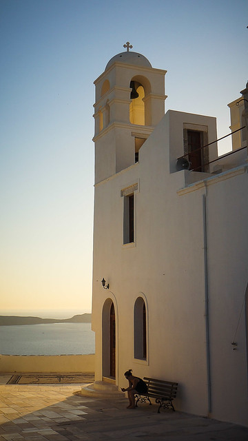 Church in Milos Plaka near sunset