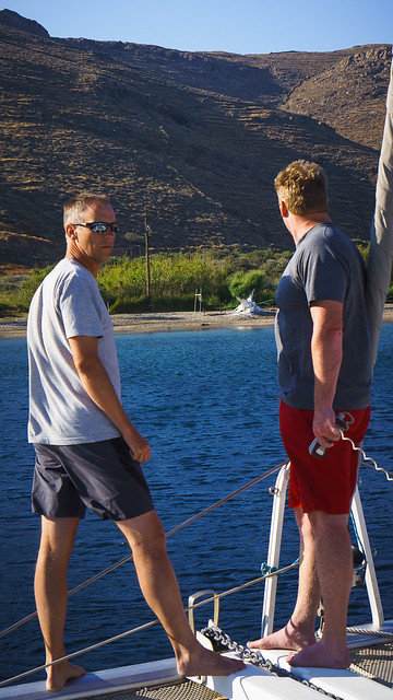 Dropping anchor in the bay at Kythnos