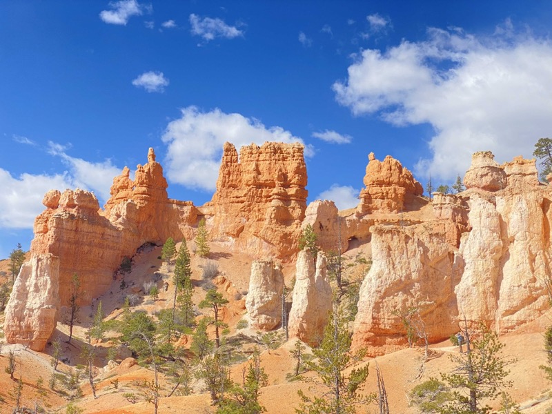 View of illuminated hoodoos