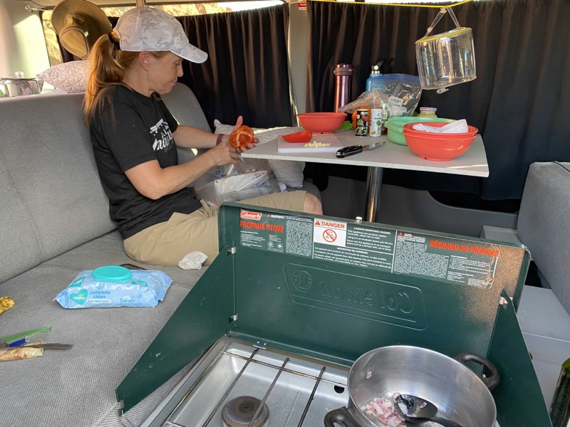 Cooking inside the van