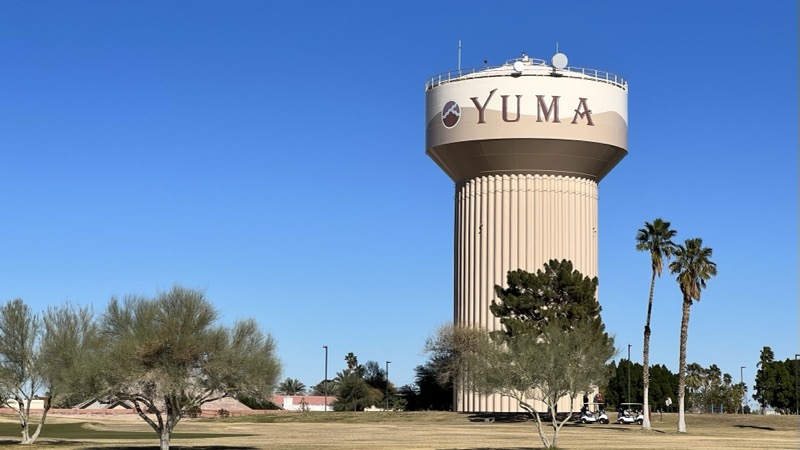 Yuma water tower from golf course
