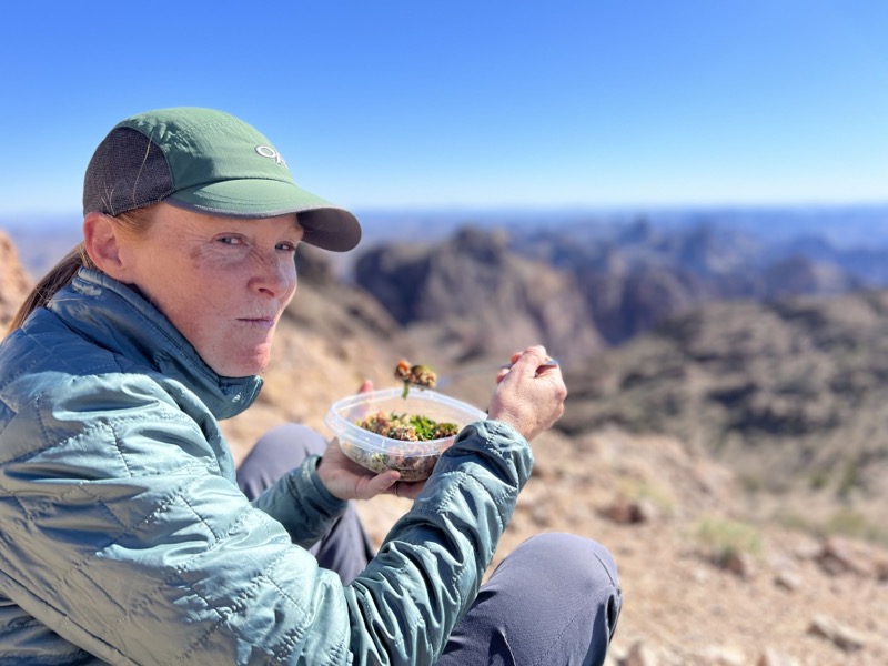Julie having lunch on Signal Peak