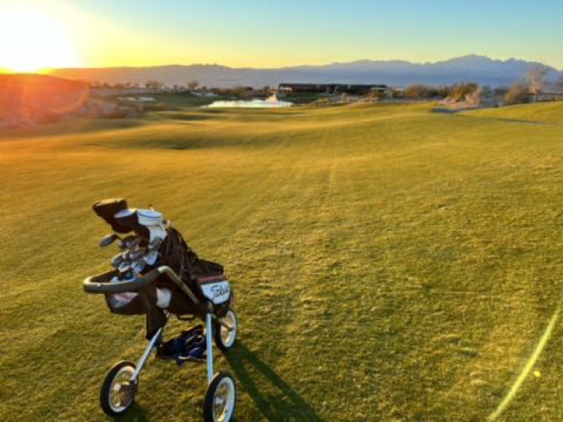 Coming into 18th green at sunset