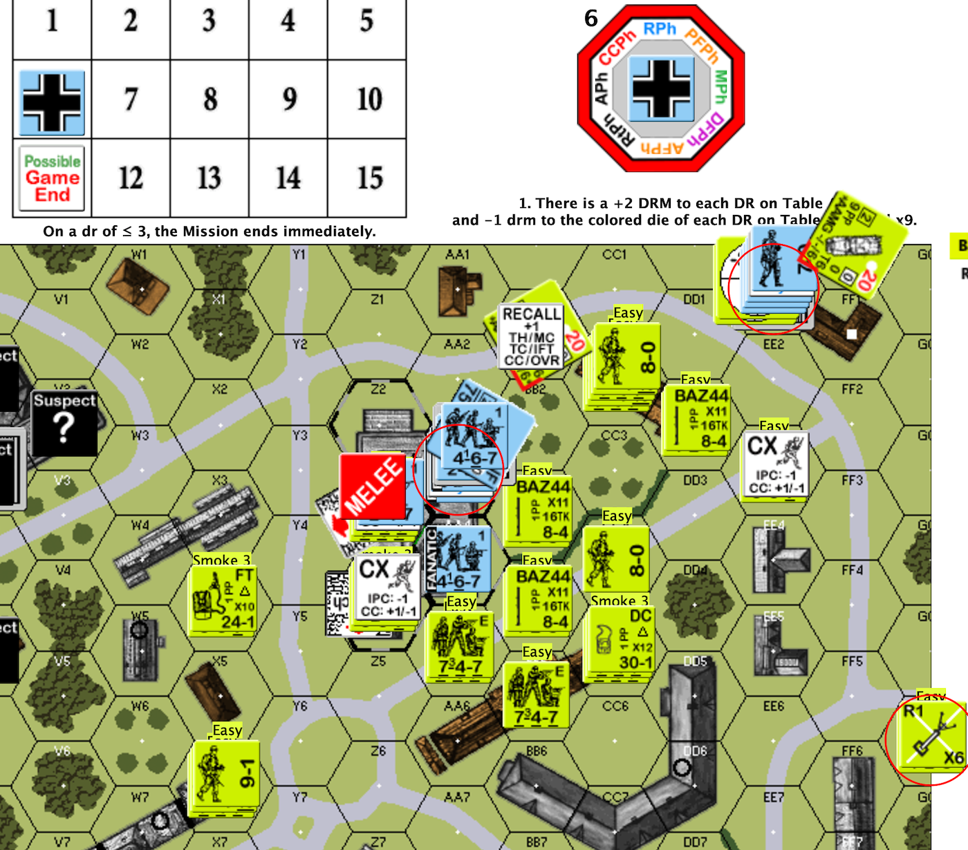 The Fortress scenario at turn 6