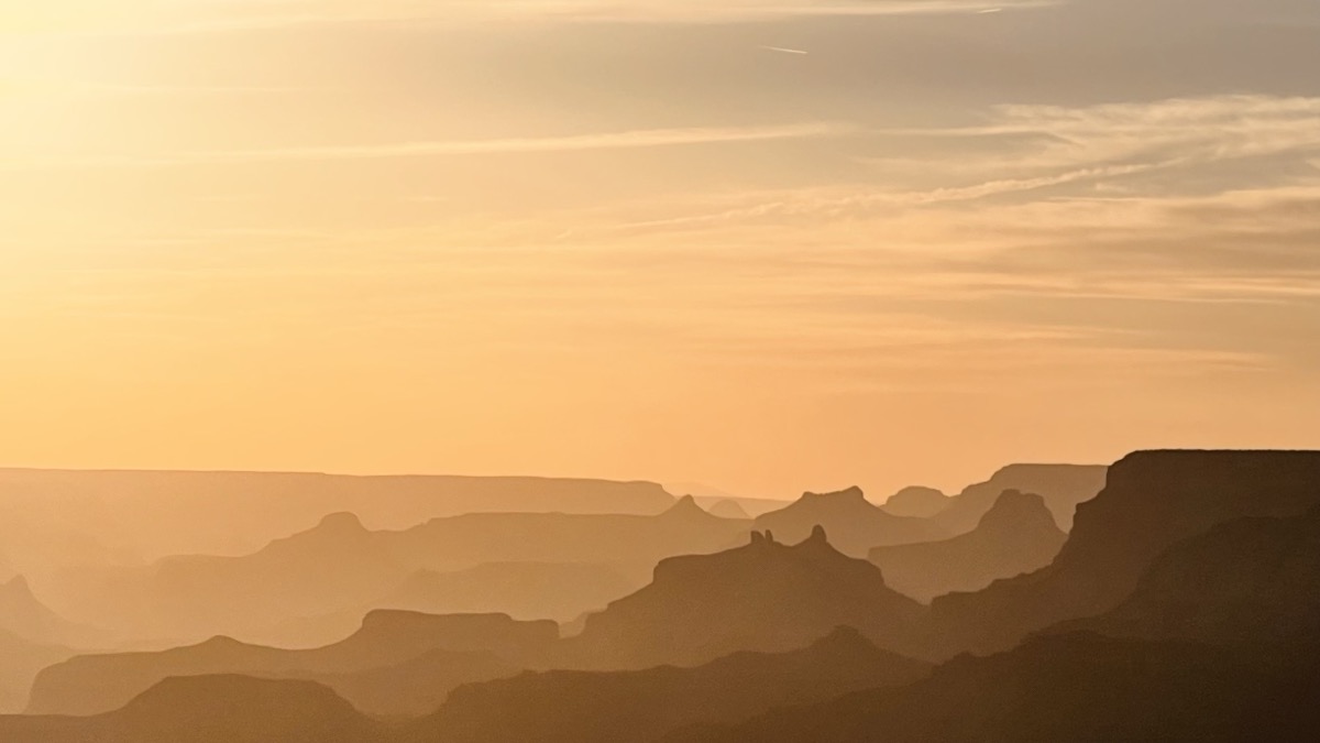 Grand Canyon sunset looking west from Desert View