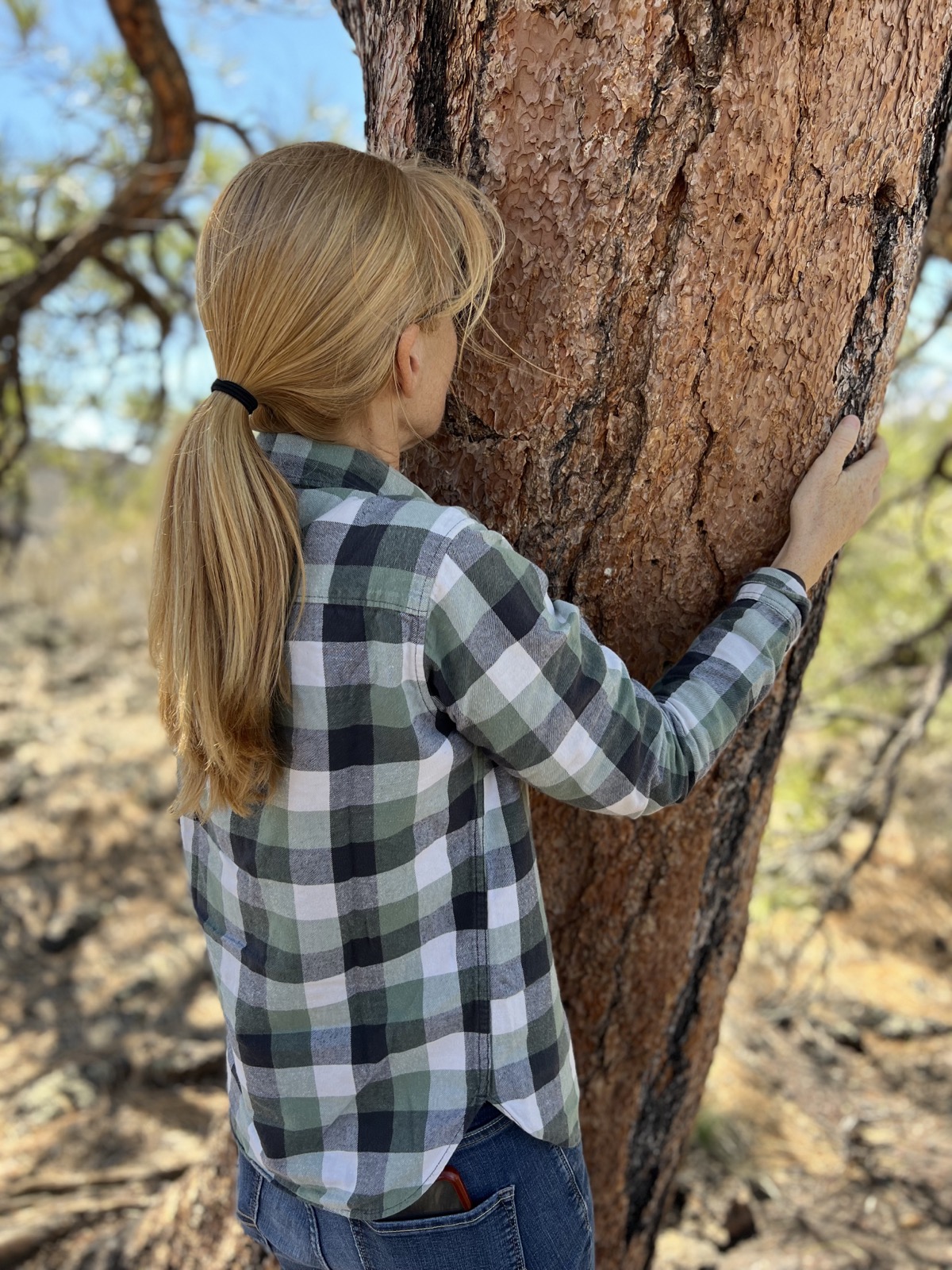 Julie taking in all of the tree’s goodness