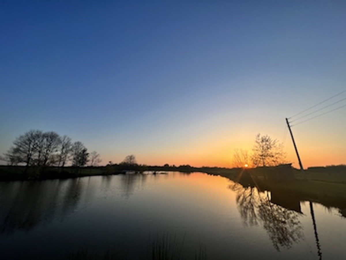Sunset on the farm pond