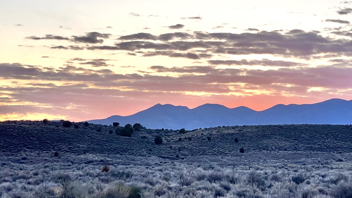 Sunset view of mountains west of Cathedral Gorge