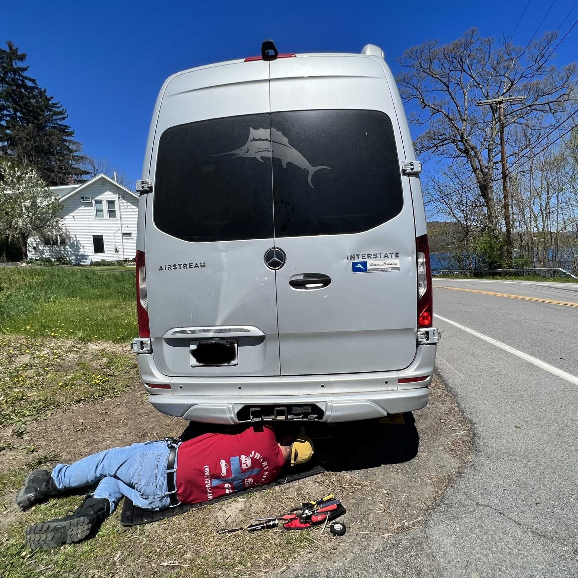 Jason working under the van