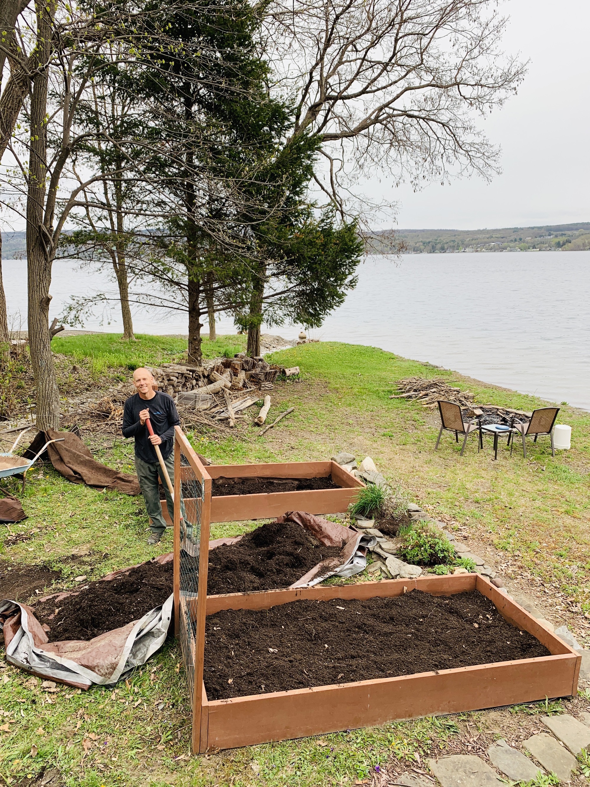 Me with the relocated garden beds