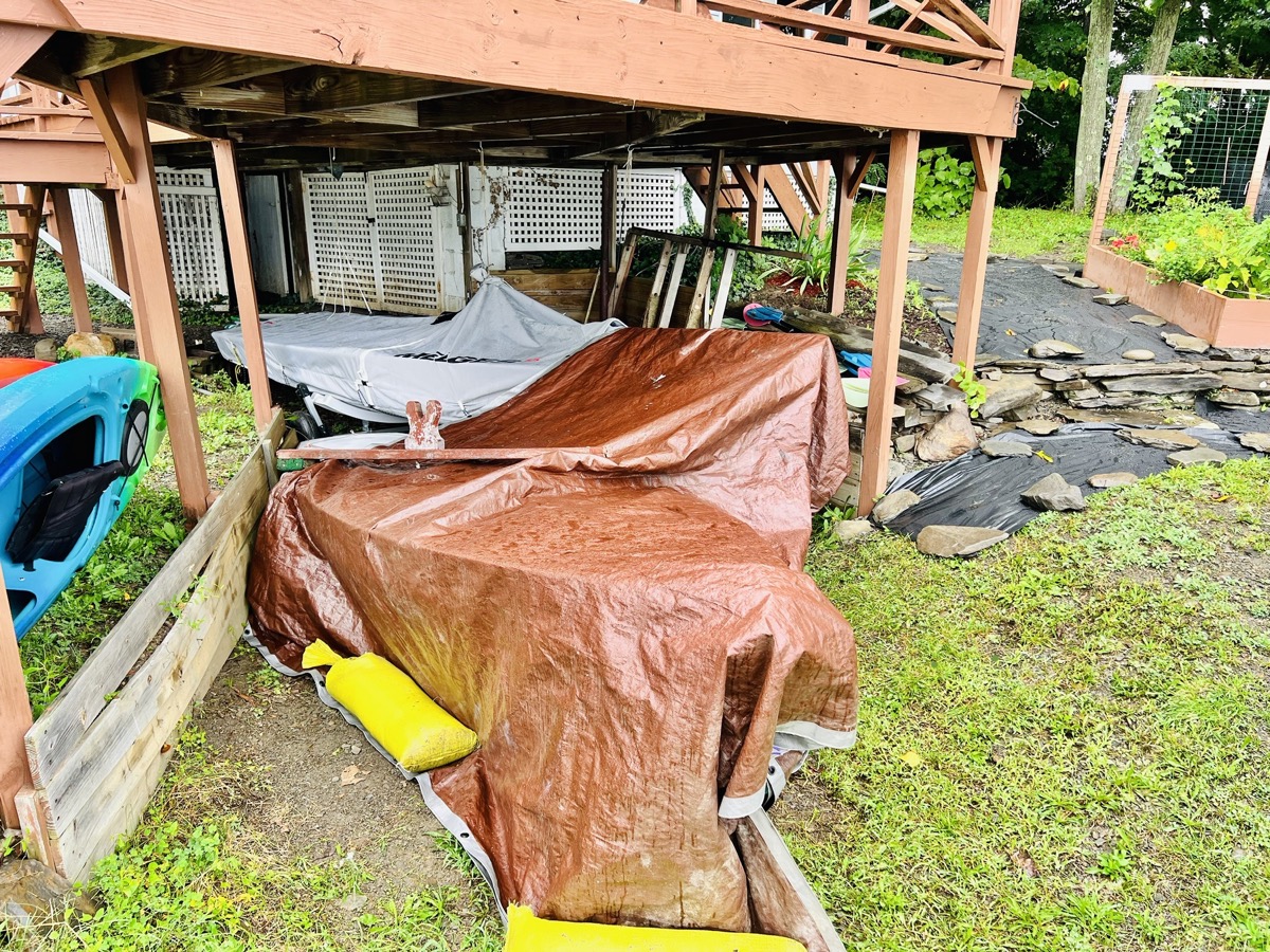 Sailboats covered for the winter