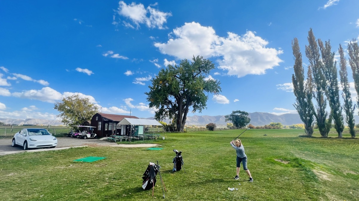 Warming up at the driving range