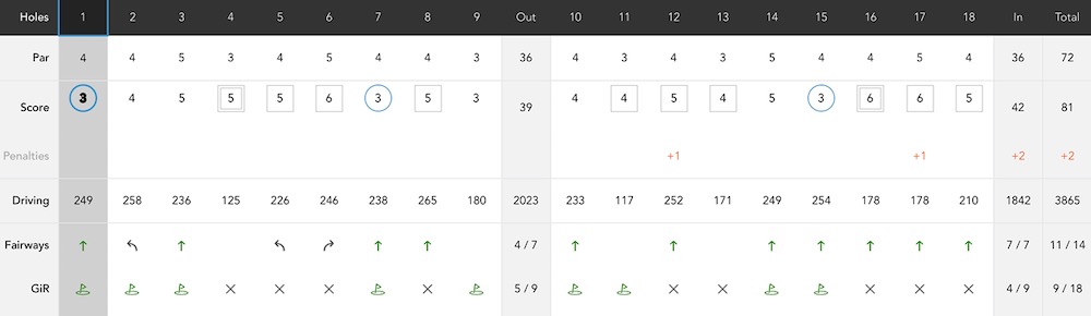 Wild Horse scorecard