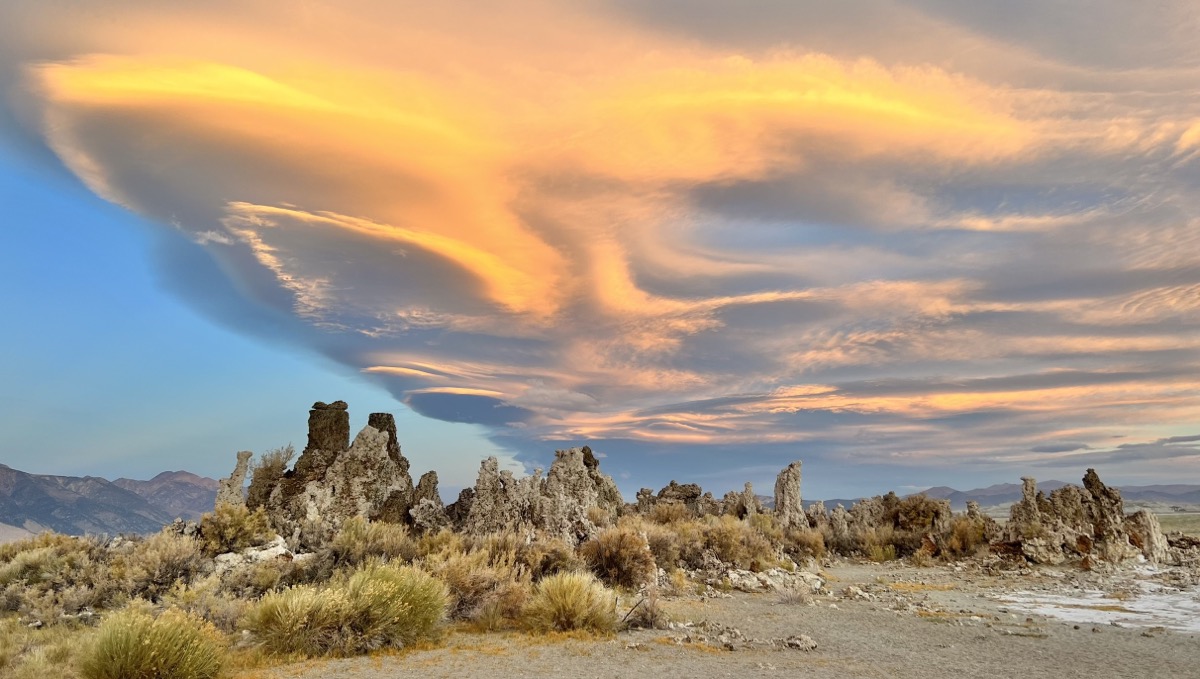 Colorful sunrise at Mono Lake