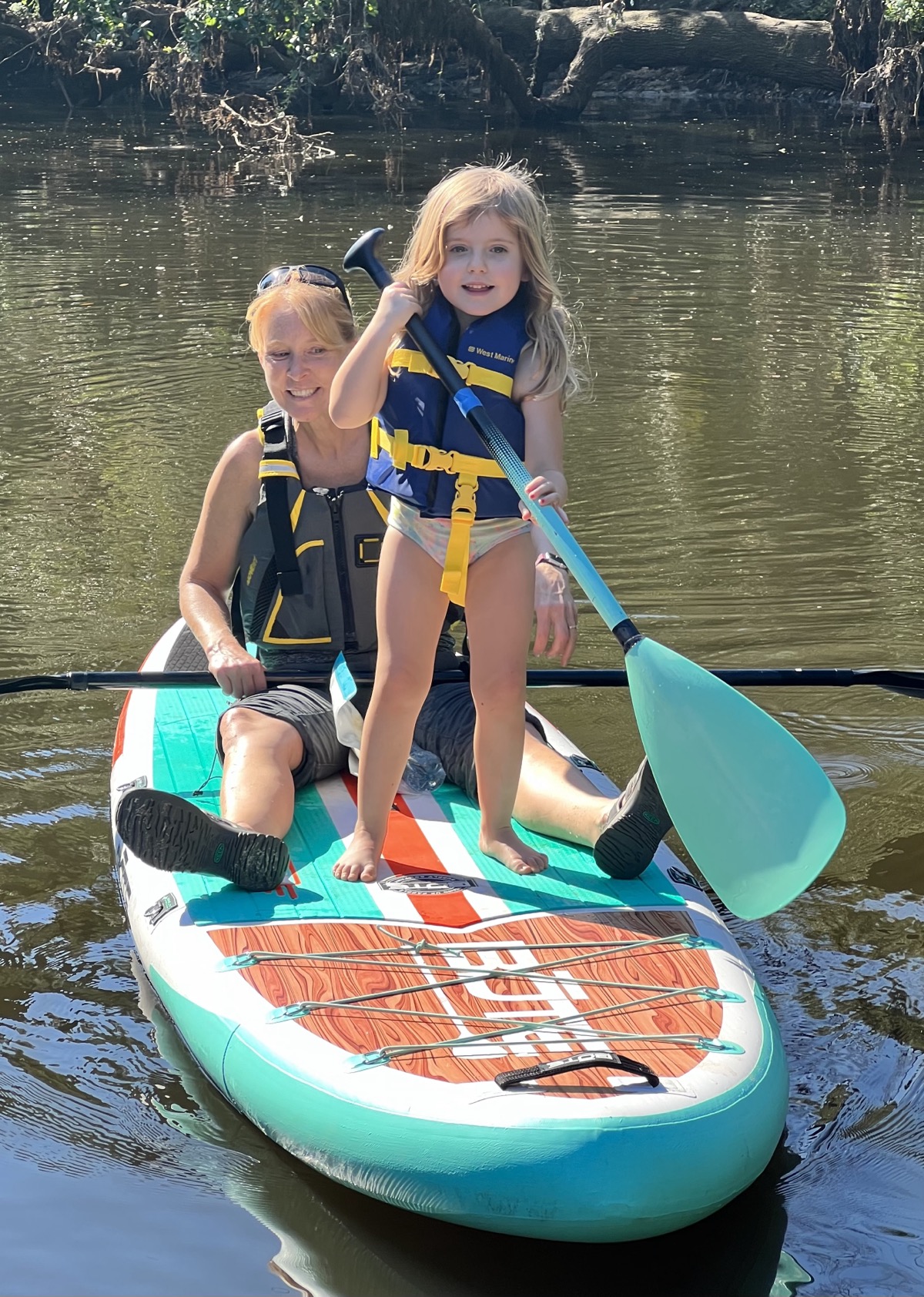 Julie and Harper going for a paddle