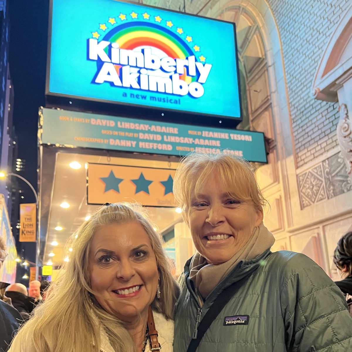 Julie and Jennifer outside Kimberly Akimbo