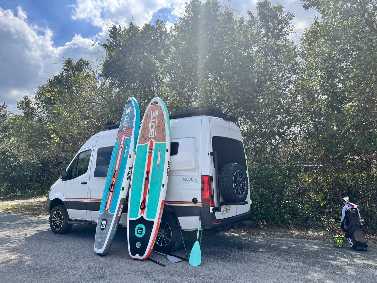 Drying the boards at the golf course