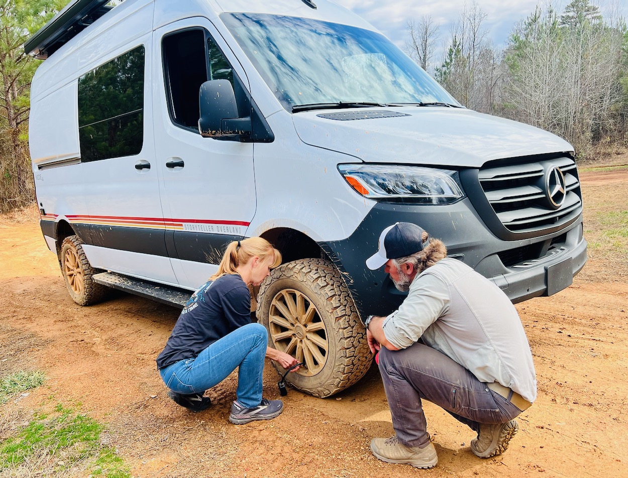 Julie airs down the tires