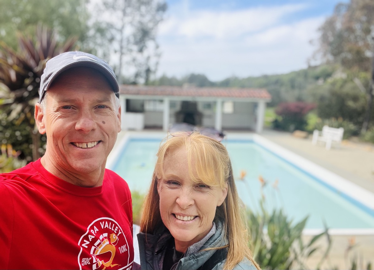 Ussie by the pool at the ranch