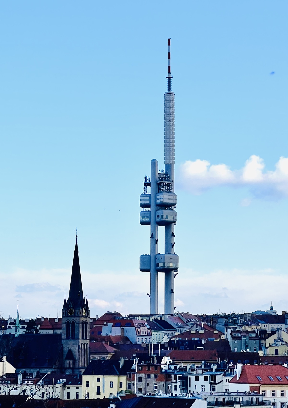 Babies crawl up the Zizkov TV tower