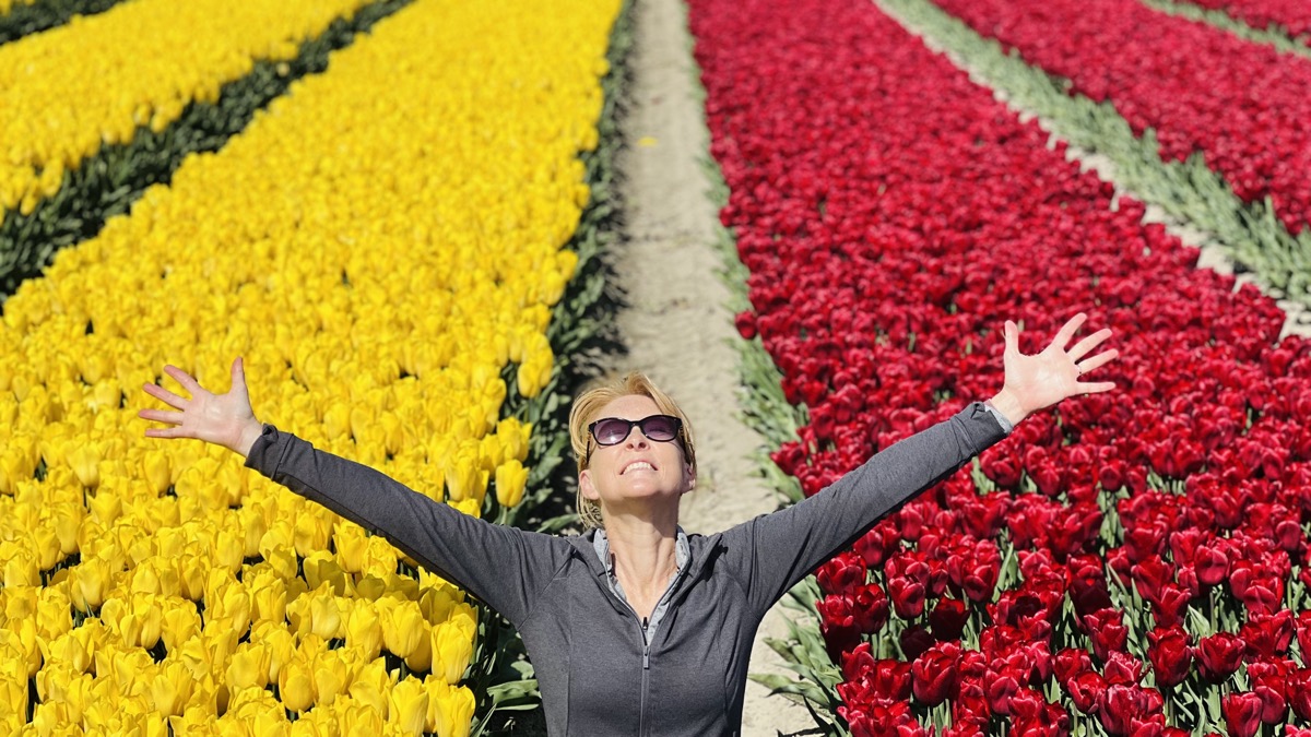 Julie in tulip heaven