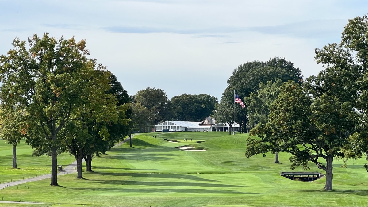 Heading up fairway to the clubhouse