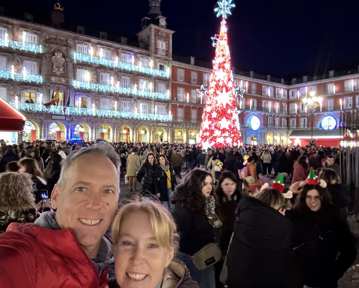 Enjoying the Christmas crowd in one of Madrid's many plazas