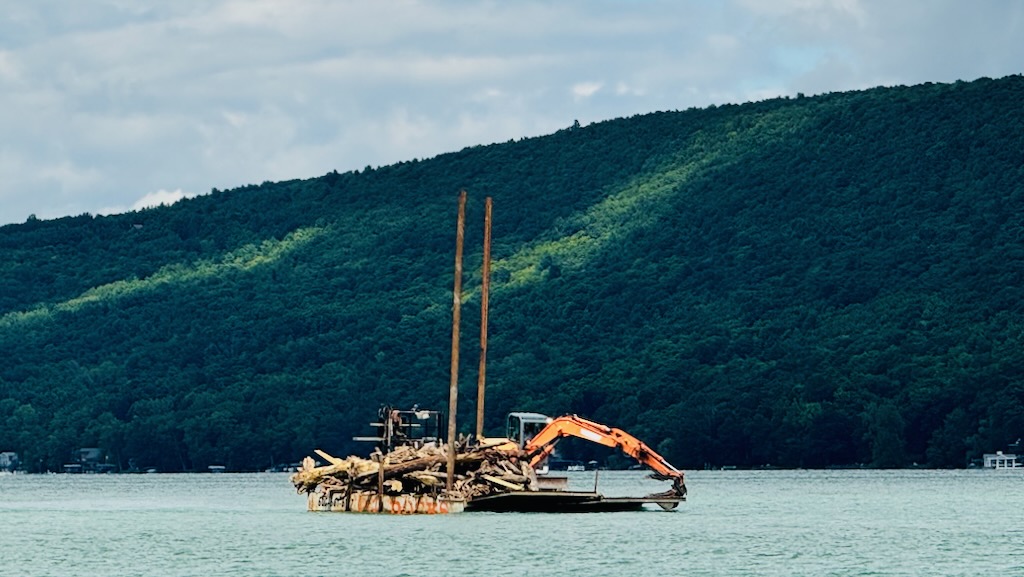 Boat hauling the carnage