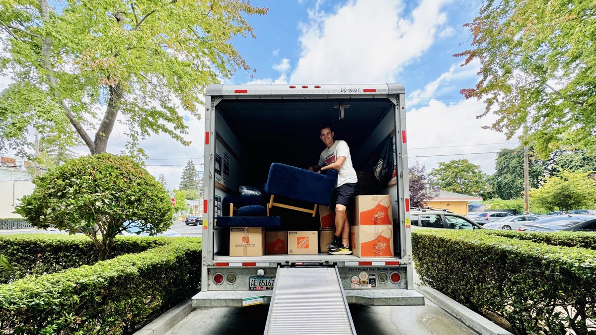 Help from Jacob unloading the moving truck