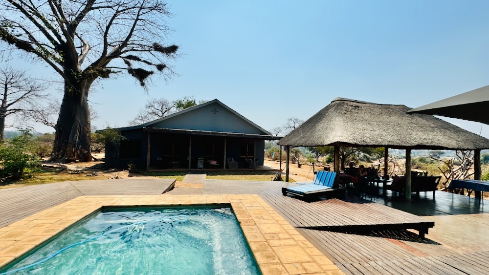 Back patio and pool at Baobob Hill House