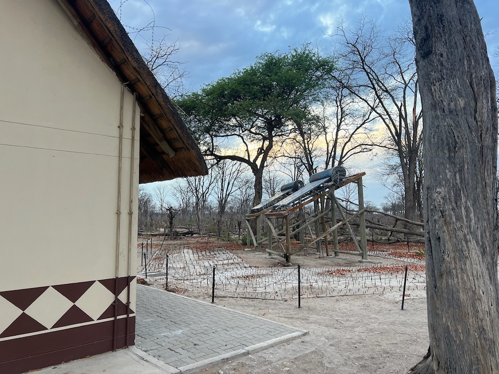 Ablutions at Moremi south gate, with ample elephant protection