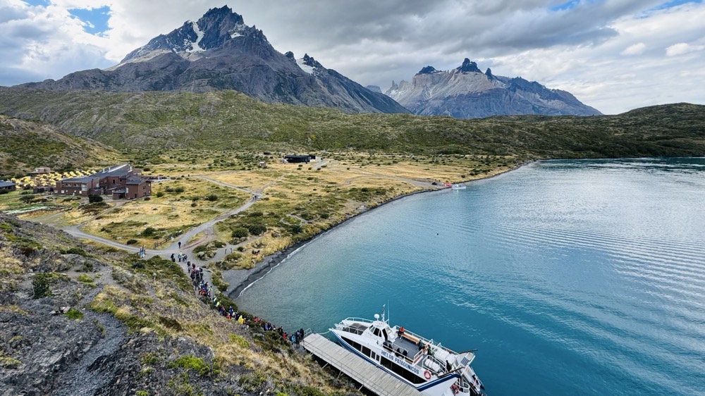 Ferry docking at Paine Grande