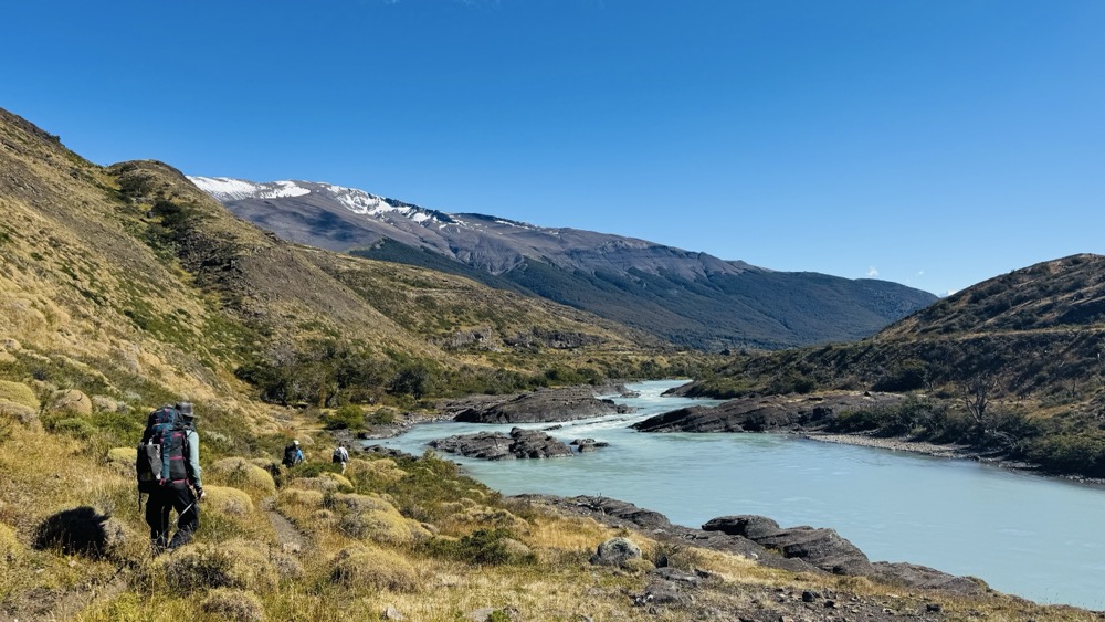 Hiking down into the river valley