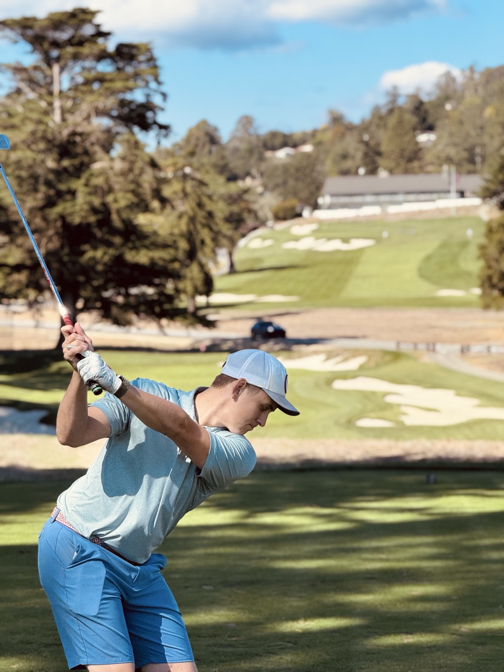 Jacob playing up the fairway at Pasatiempo