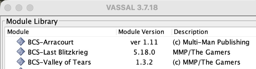 Various BCS games in Vassal
