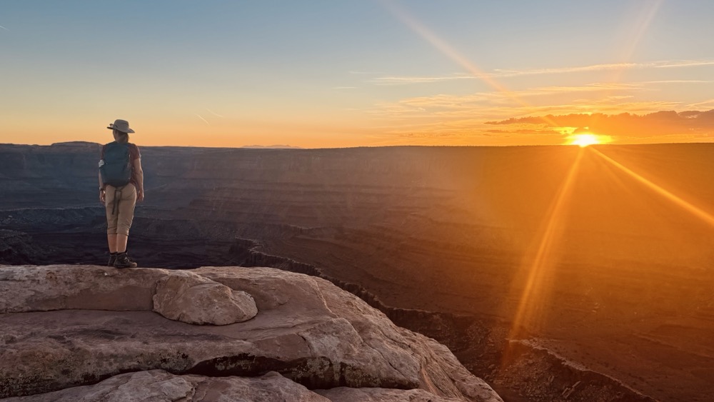 Julie enjoys sunset at Dead Horse