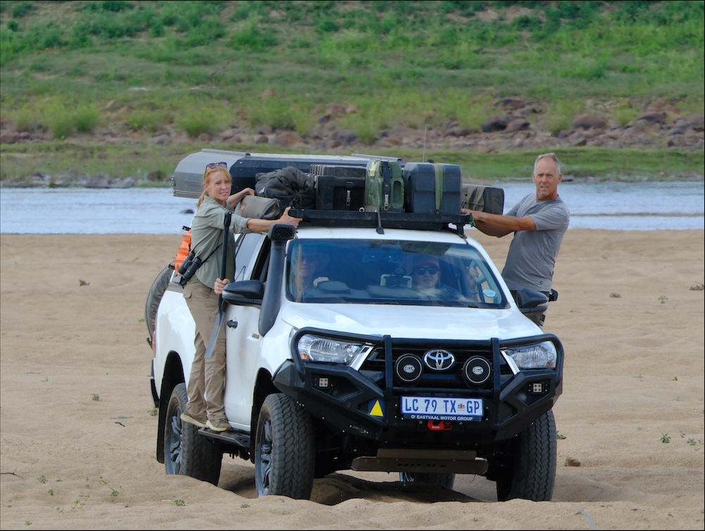 Chris and Julie getting transport back after rescue complete