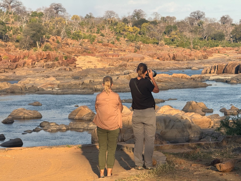 Karen and Jeanne looking at Runde from Chinguli camp