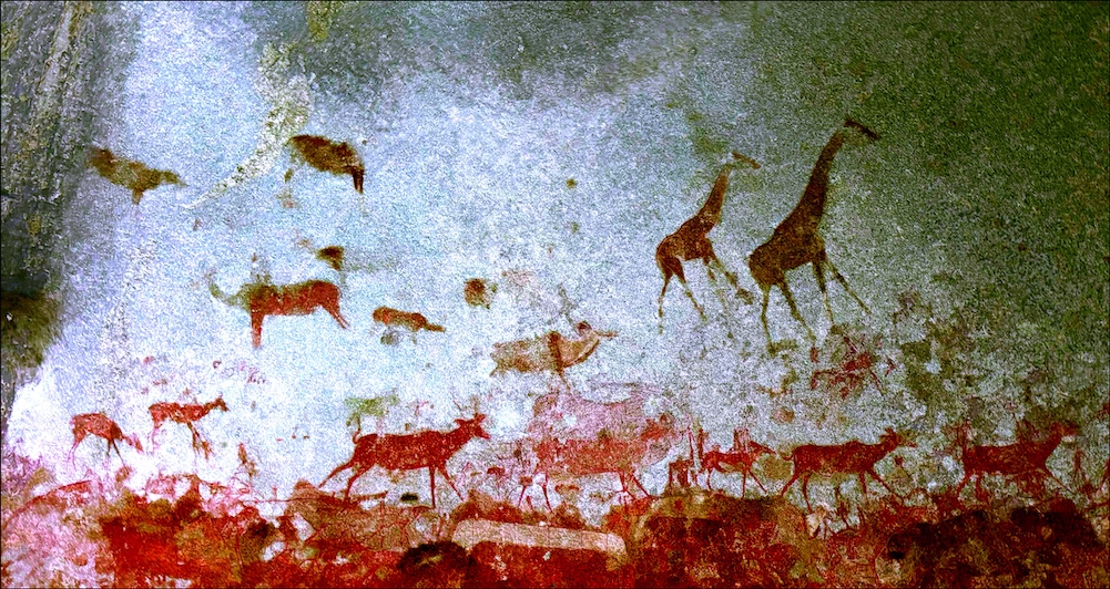 San pictographs in Nswatugi Cave, enhanced with iDStretch