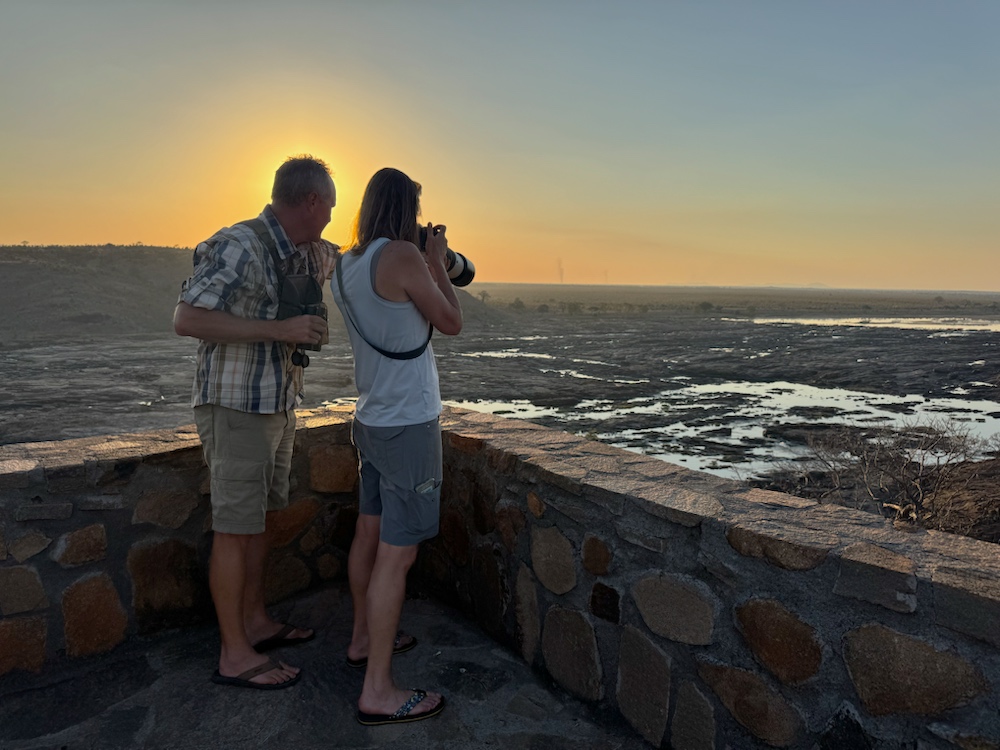 Scott and Karen look out over the falls