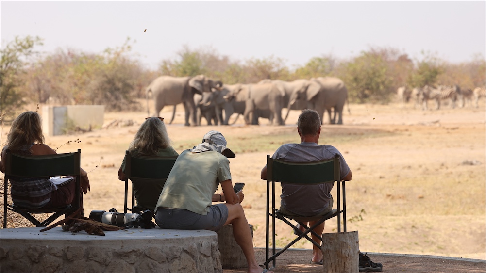Viewing game from patio at Lone Tree Camp